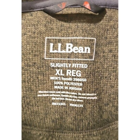 L.L. Bean Sweater Fleece Pullover Men Size XL Fitted Olive Green Warm Comfy - Picture 3 of 8